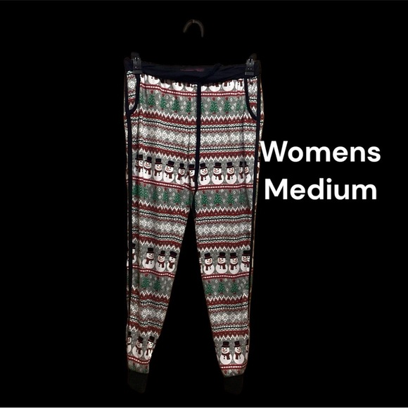 WOMENS NO BOUNDARIES CHRISTMAS PAJAMA BOTTOMS SIZE M & L GENTLY WORN - Picture 2 of 7